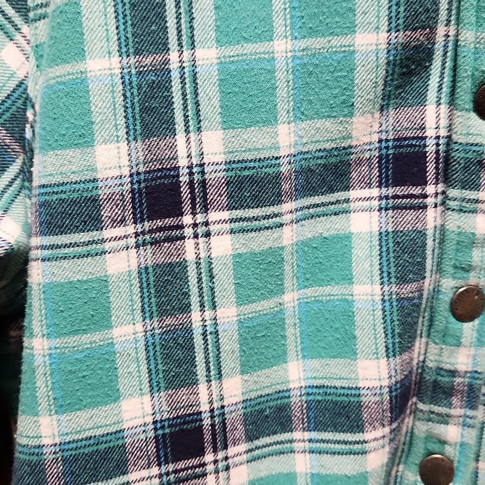 Orvis Green Navy Button-up Fleece Flannel Jacket Women XL Cotton Polyester - Picture 2 of 10